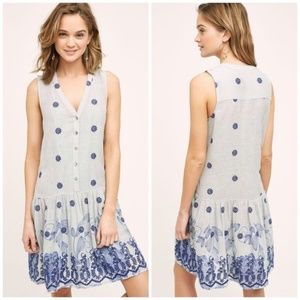 Anthropologie Maeve pippa Linen embroidery dress